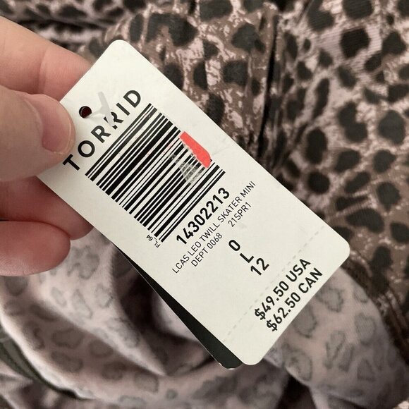 Torrid Women 0/L Leopard Print High Waist Mini Twill Pleated Skater Skirt NWT - Picture 9 of 12